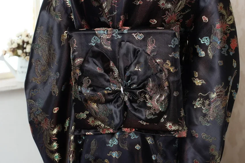 تأثيري حلي التنين فينيكس ثوب الكيمونو الياباني التقليدي خمر المرأة يوكاتا الوطنية زي الجيشا أداء اللباس