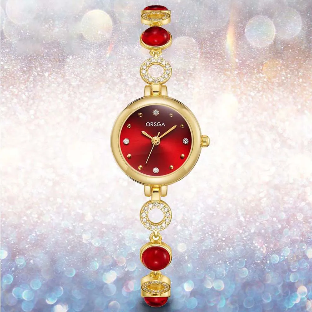 ORSGA Fashionable Luxury Women's Bracelet Watch with Diamond Accents Niche Quartz Wristwatch for Women's Stylish Outfits