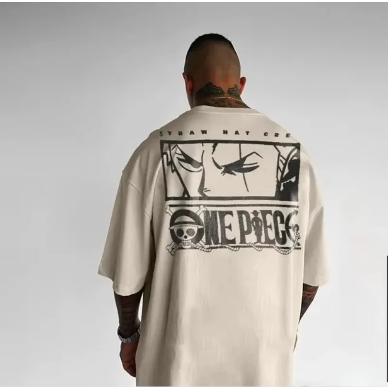 

Футболки с графическим принтом One Piece Luffy Zoro, мужские, с аниме-принтом, летние, в стиле Y2K, хлопковые, повседневные, оверсайз, с коротким рукавом, уличная одежда, Harajuku