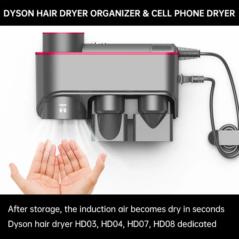 Wall Mount Stand Hair Dryer Organizer for Dyson Hair Dryer Supersonic Hair Dryer Dyson Hairdryer Holder Storage Shelf