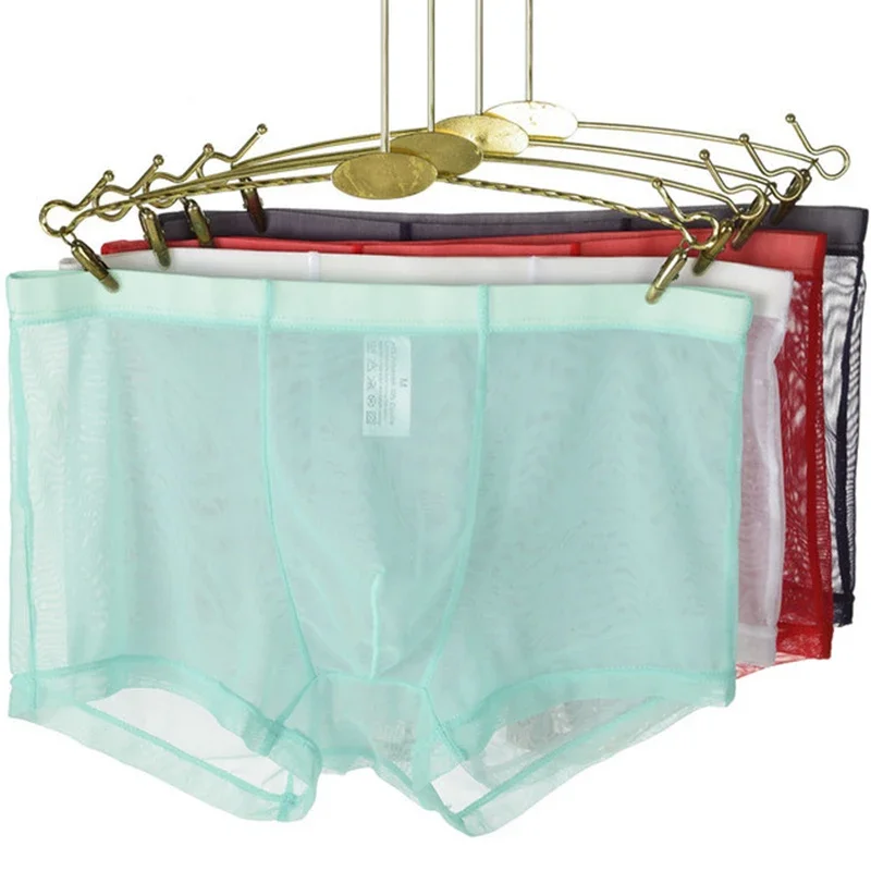 الرجال سامسونج شفافة Boxershorts الرجال مثير سلس الملابس الداخلية السراويل الذكور منتصف الارتفاع شبكة زلات أوم سراويل سراويل بوكسر