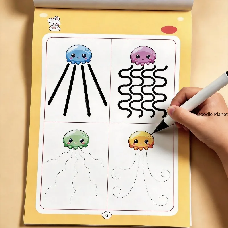 

Fun Picture Drawing and Line Control Pen Training Activity Book 40 Pages for Controlling Stroke Lines Copying Lines 40 Patterns