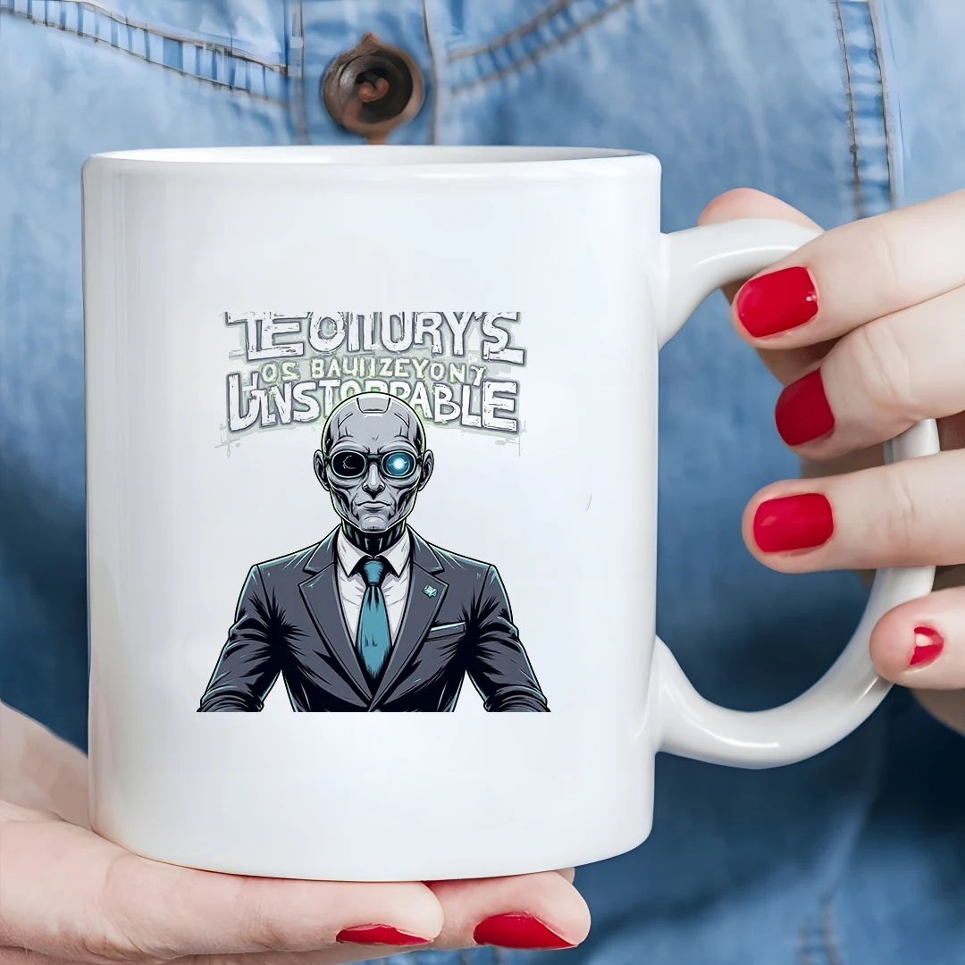 

Sci-fi Cool Balding Men's Sunglasses Suit Cup 11oz Unisex Custom Office Cup Christmas Family Gift