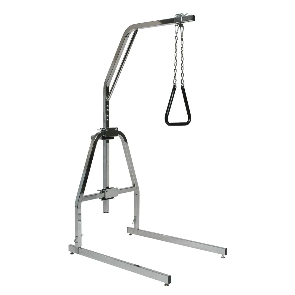 Cama Gurad Rail Lumex Versa-Helper Barra trapecio para cama superior con soporte de suelo, soporta 450 libras, cromo