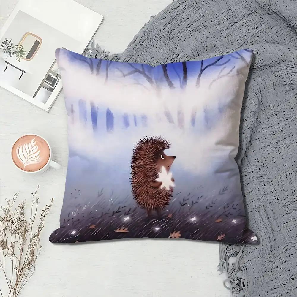 Hedgehog in the Fog Anime Celebrity Merchandise All-Match Printed Pillow Case Sofa Car Office Room Decoration Protector