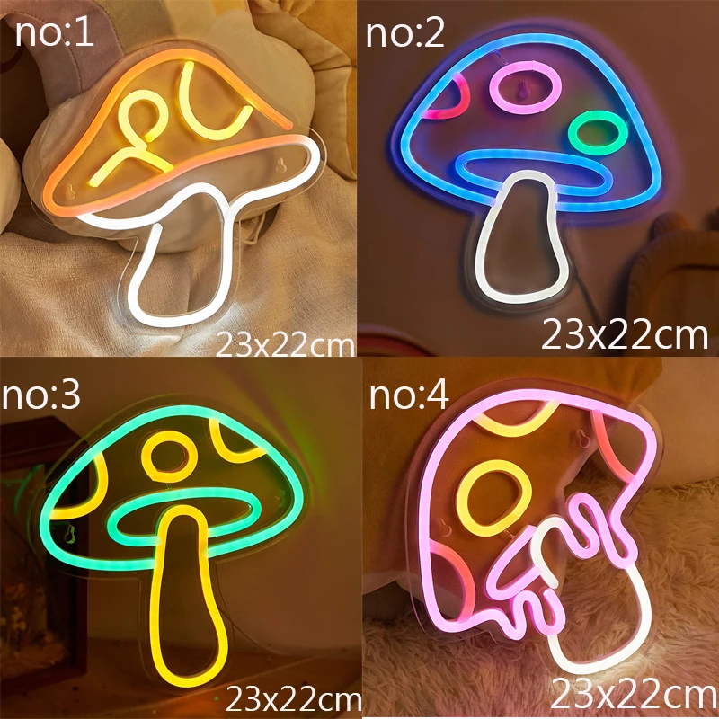 

Mushroom Large Neon Sign for Wall Decor, Reusable Mushroom Neon Light Sign with 3D Art, Colorful Neon Sign Mushroom for Bedroom