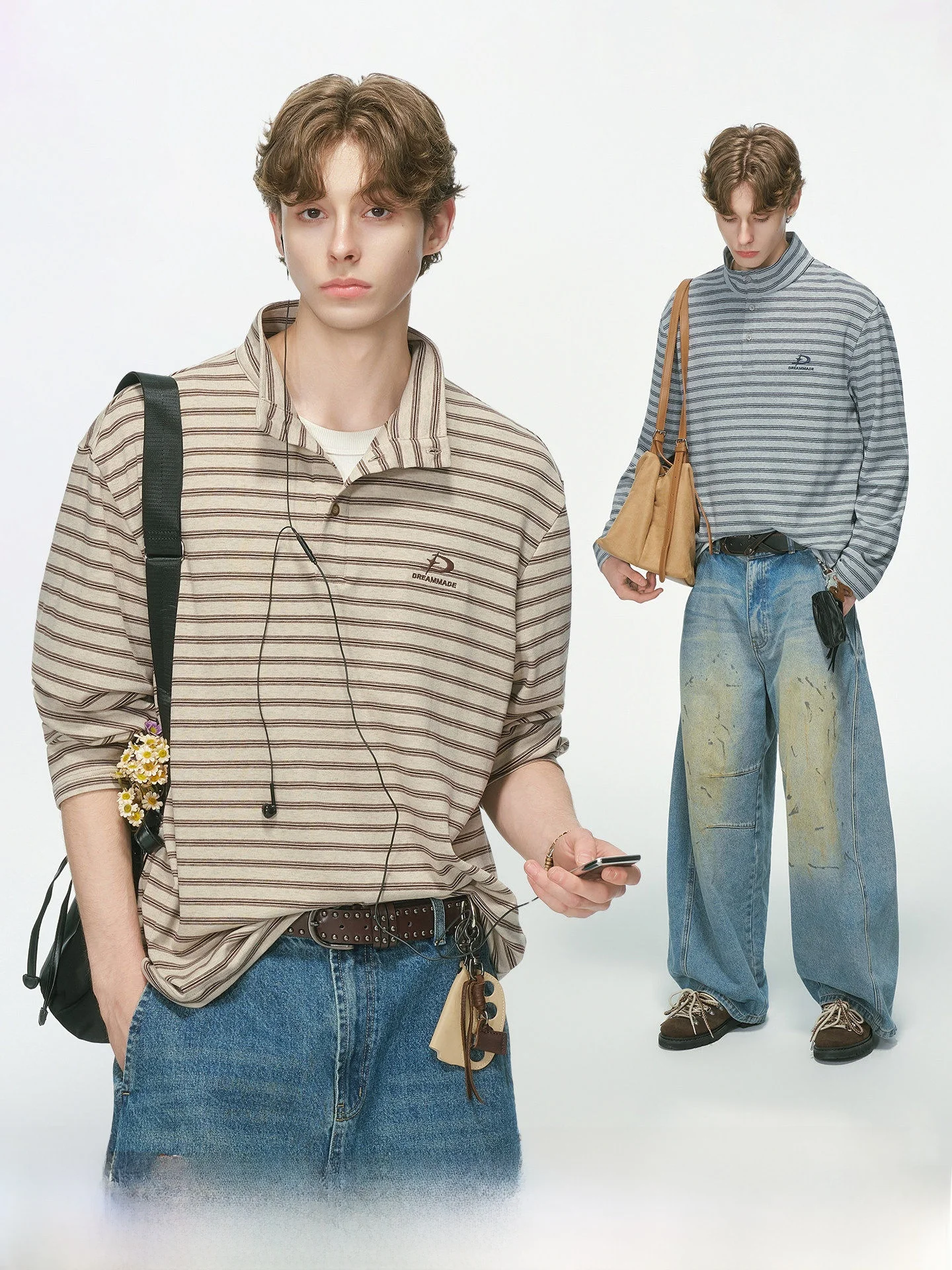 Dream Made Men's Knitted Long Sleeve T-Shirt Half High Collar Inner Wear Commute Style Autumn Season Cotton Blend Fabric