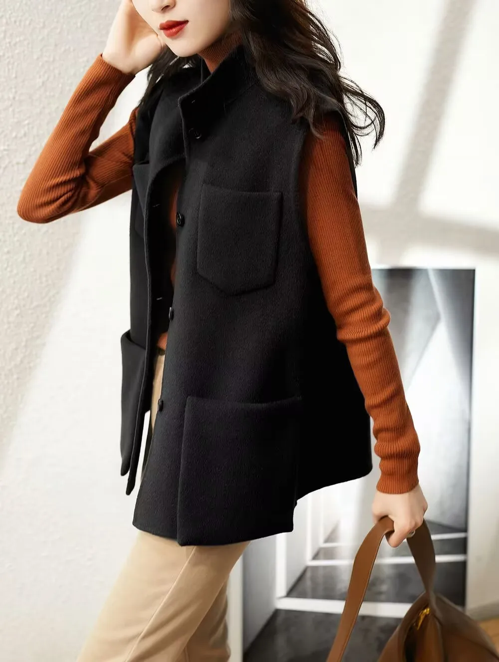 Damenweste Wolle Taschenweste