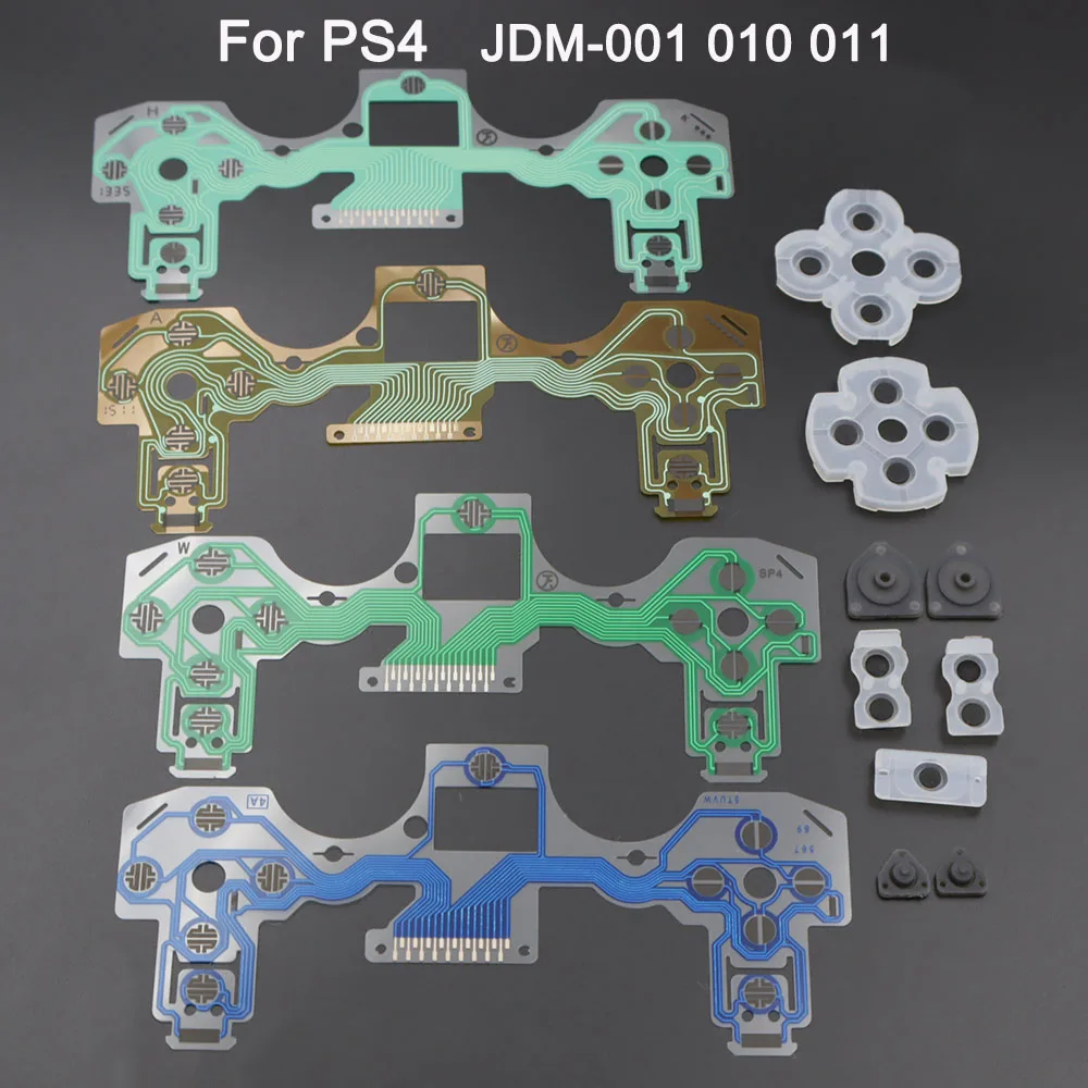 1-5Set Conductive Film Flex Cable+Conductive Rubber Pads Kit For PS4 Controller JDM‑001 010 011 030 040 050 Button Repair Parts