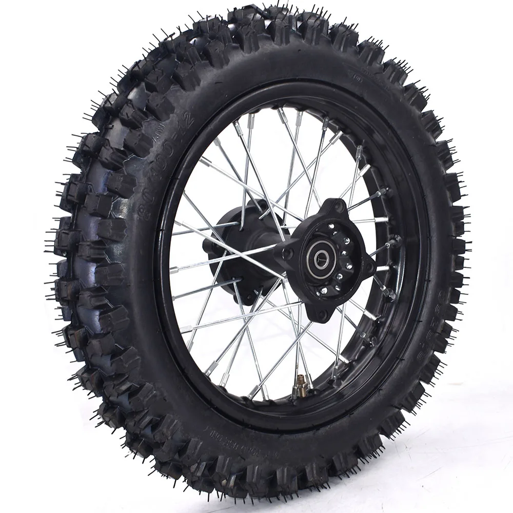 1.85-12 Inch Motorcycle Rear Wheel With 80/100-12 inch Tire Steel Rim Circle Aluminum Hub For CRF KLX Kayo BSE Dirt Pit Bike