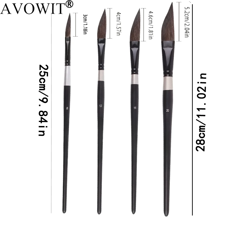 4pcs Watercolor Brushes - Handle Style, Birch Wood Handle, Comfortable Grip, Suitable for Watercolor, Watercolor, Oil Painting