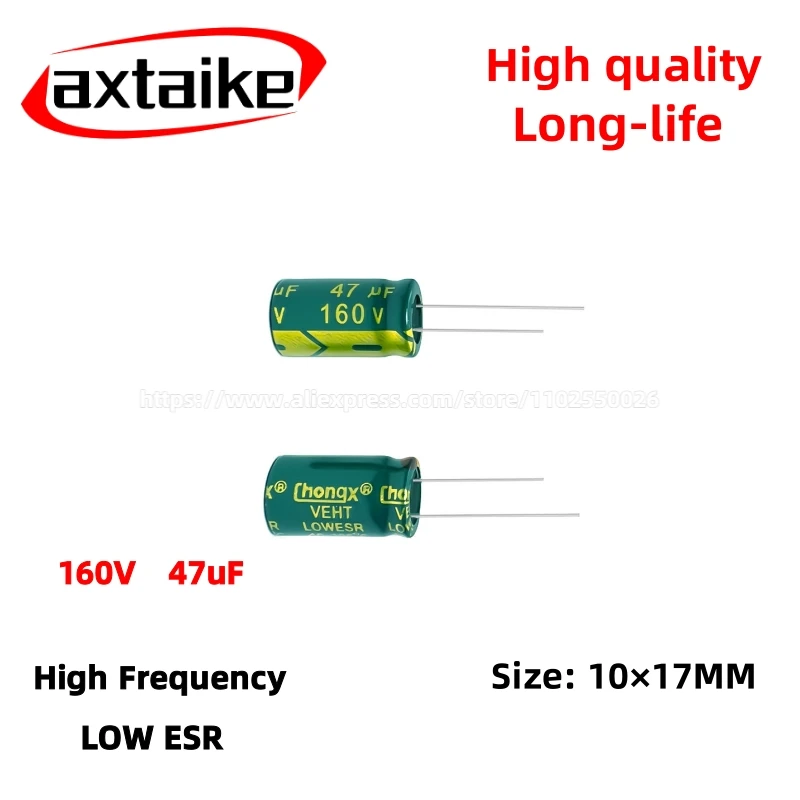 

20PCS 160V47uF Aluminum Capacitor, High Frequency Low ESR 105°C Radial for Power Supply Long-life 10×17MM