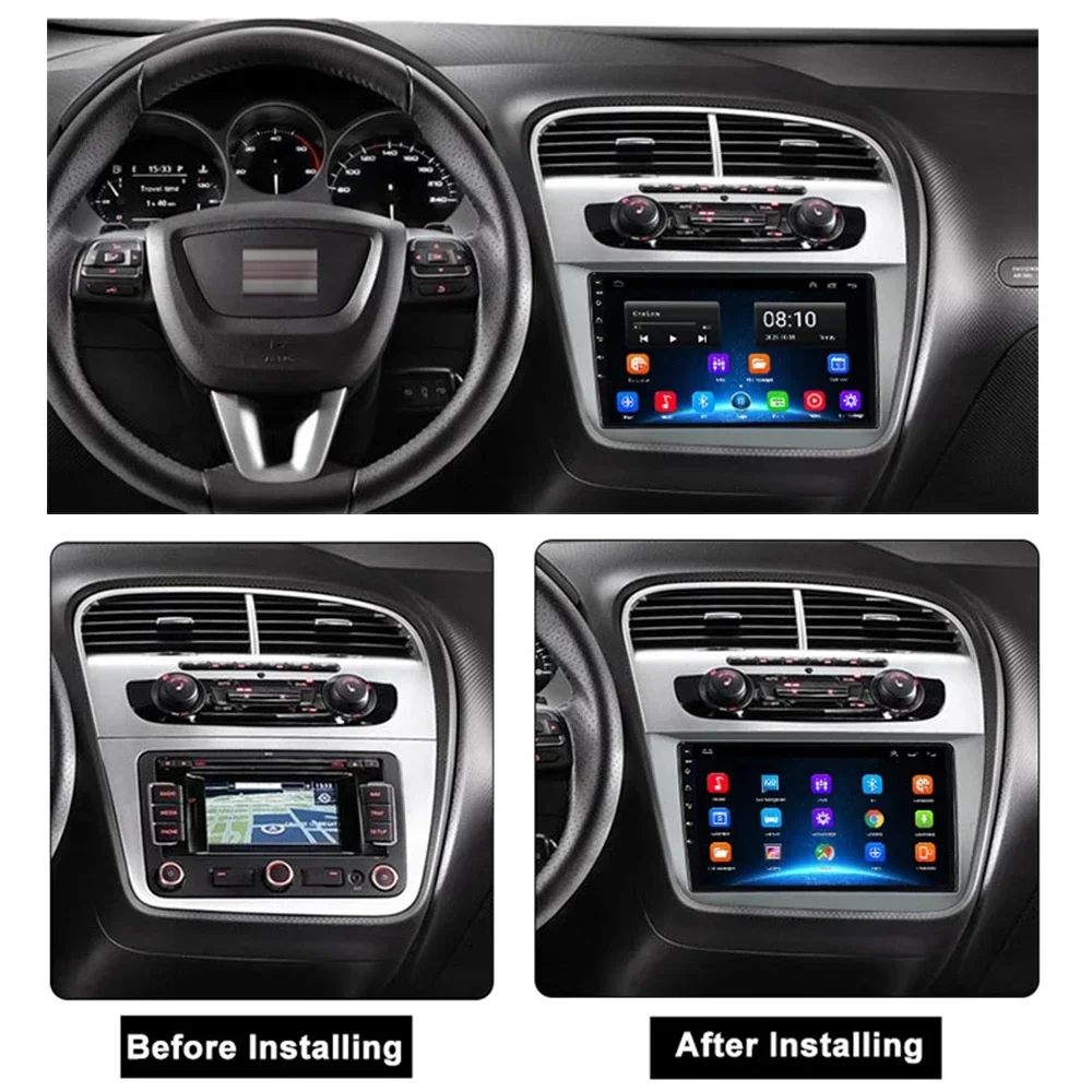 Car Radio Android 13 QLED Screen Qualcomm For Seat Leon 2 MK2 Altea XL 2004-2015 Car Stereo Head Unit DSP 48EQ Carplay NO 2din