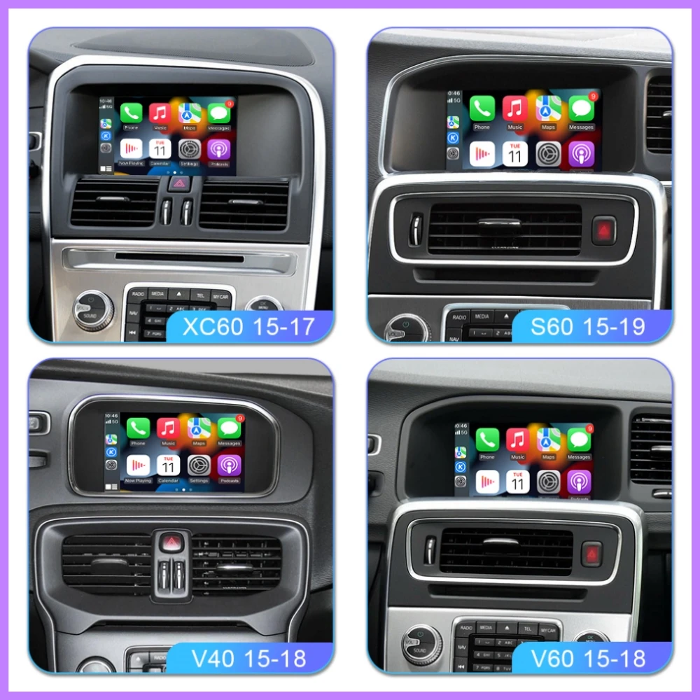 Wireless CarPlay Android Auto for Volvo V40 2015-2018 XC60 S60L 7' Interface MirrorLink AirPlay Support Reverse Camera