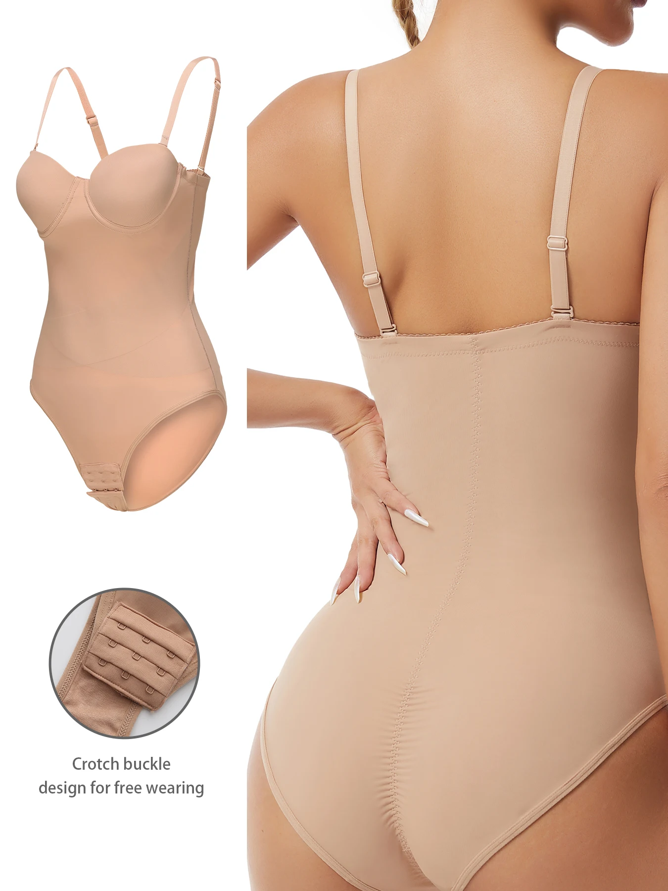 بدلة ضيقة للتحكم في تنحيف البطن ورفع الوركين وشد البطن. ملابس داخلية نسائية مع أدجو
