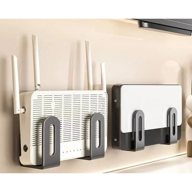 Household Punch-Free Wall Shelf Router WiFi Set-Top Box Holder Power Strip Storage Bracket