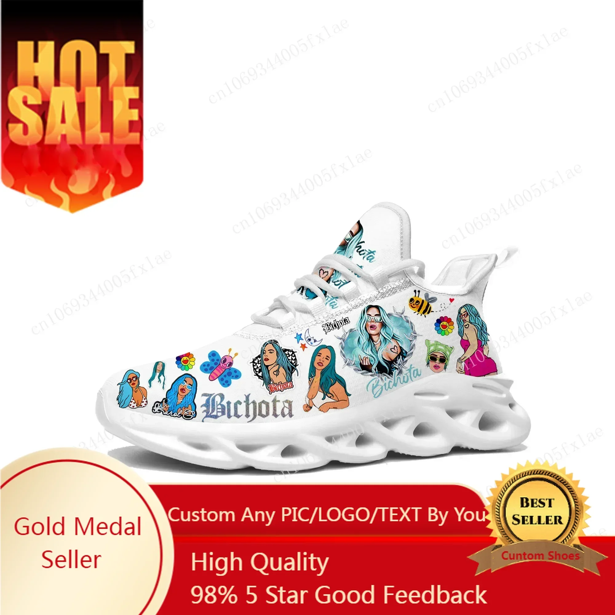 

Karol G Bichota Flats Sneakers Mens Womens Sports Running Shoes Quality Sneaker Lace Up Mesh Footwear Tailor-made Shoe White