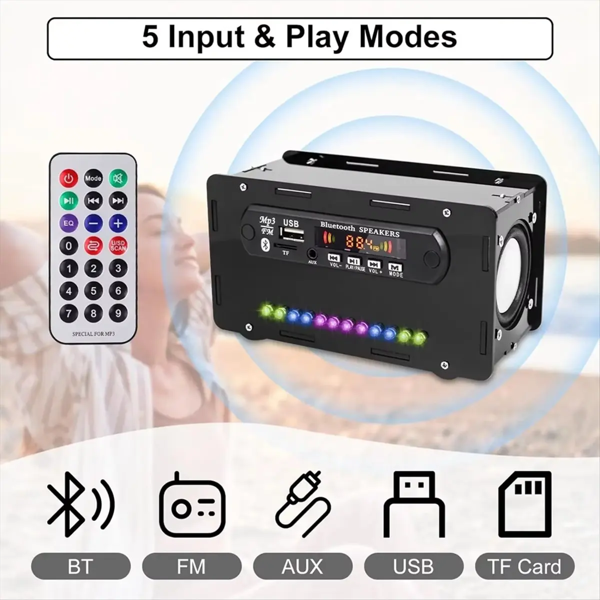 *ABDH DIY Bluetooth Speaker Kit LED FM Radio USB Home Sound Amplifier with Digital Display Soldering Project Practice
