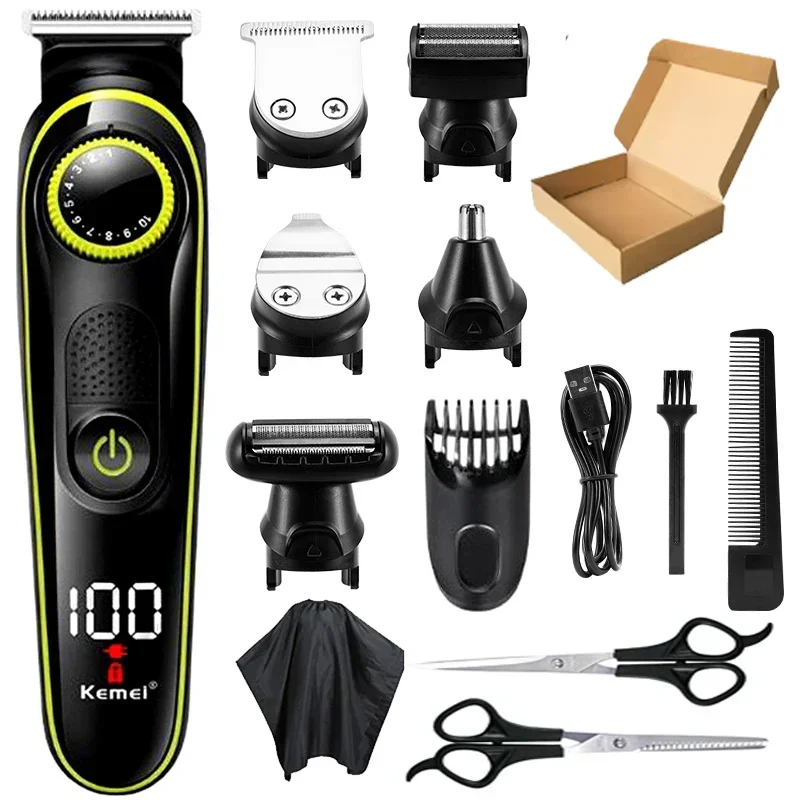 Tondeuse Kemei KM-696 Multifunctionele trimmer voor mannen Elektrisch scheerapparaat voor herenscheermes Neus 5-in-1 professionele trimmer