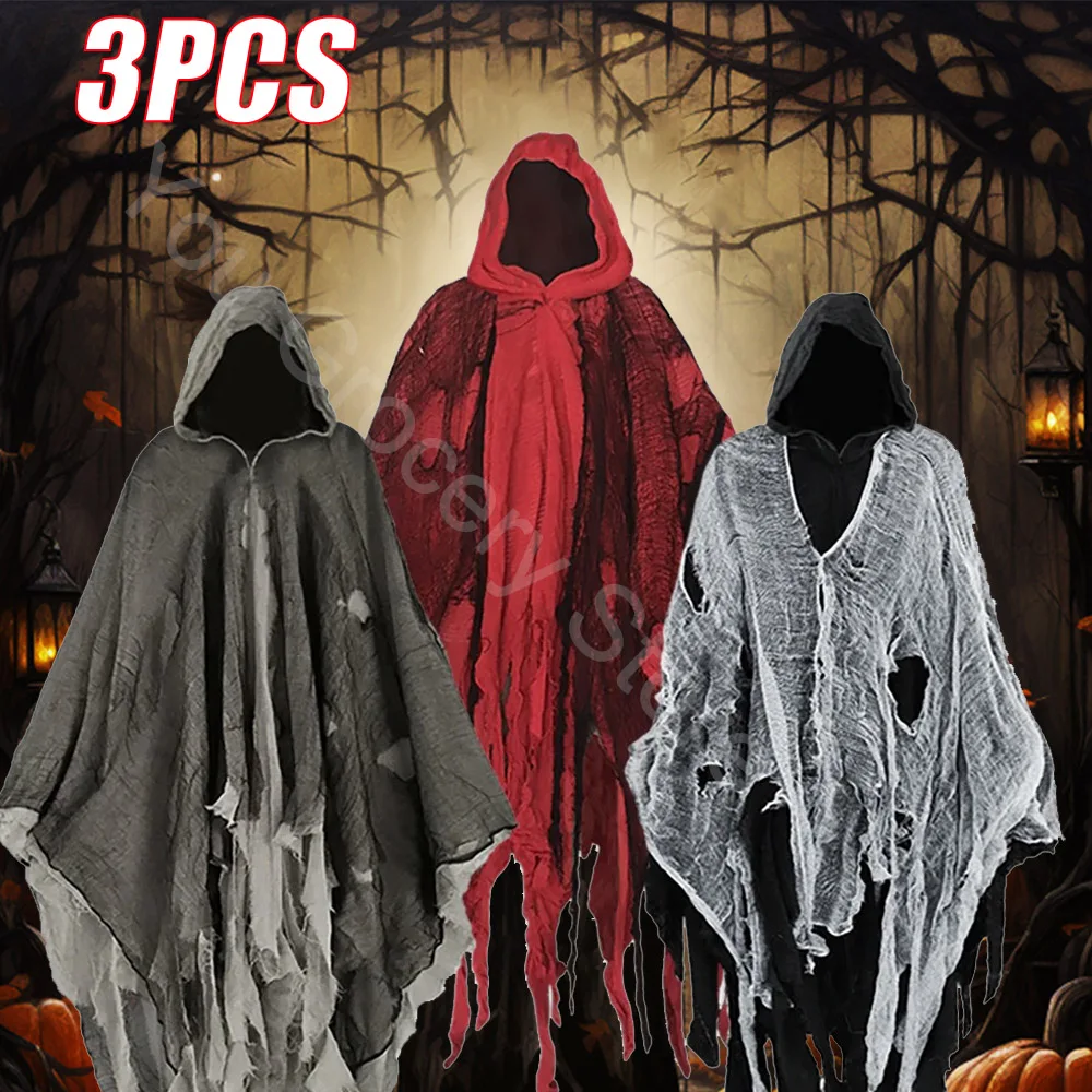

Halloween Ghost Dementors Cosplay Costume Gothic Horror Zombie Tattered Hooded Capes Day Of The Dead Party Props Cloaks
