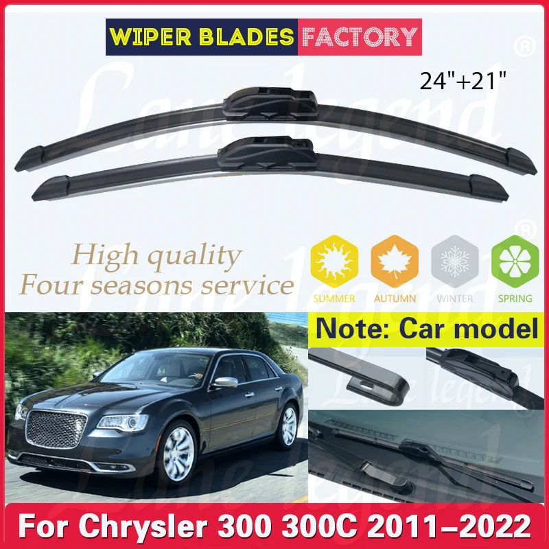 

For Chrysler 300 300C Lancia Thema 2011-2022 Car Front Wiper Blades Windshield Windscreen Brushes Clean Window 2012 2013 24"+21"