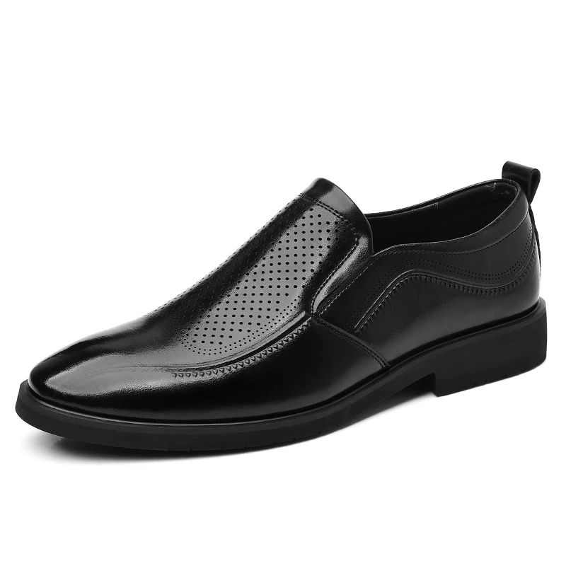 

Spring Summer Men's Business Casual Shoes British Style Flat Sole Breathable Leather Shoes Durable Comfortable Men's Footwear