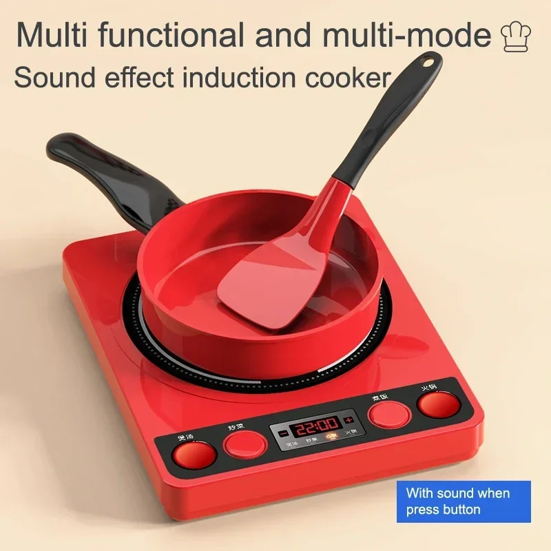 Kids Toys Pretend Play Red Kitchen Toys Simulation Food Cooking Girl\'s Boys Educational Play House Interactive Toys for Children