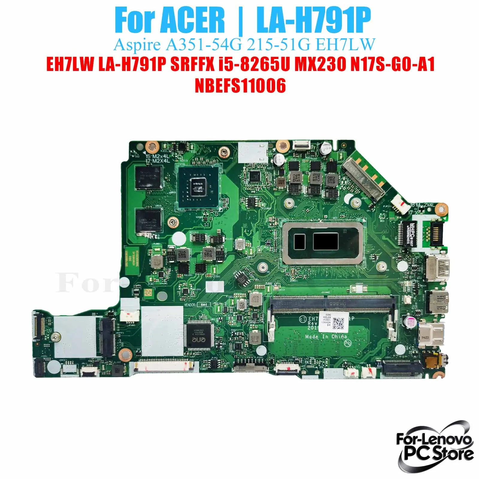

LA-H791P For ACER 215-51G LA-H791P Notebook Motherboard i3 i5 i7 CPU 100% Tested Laptop Mainboard