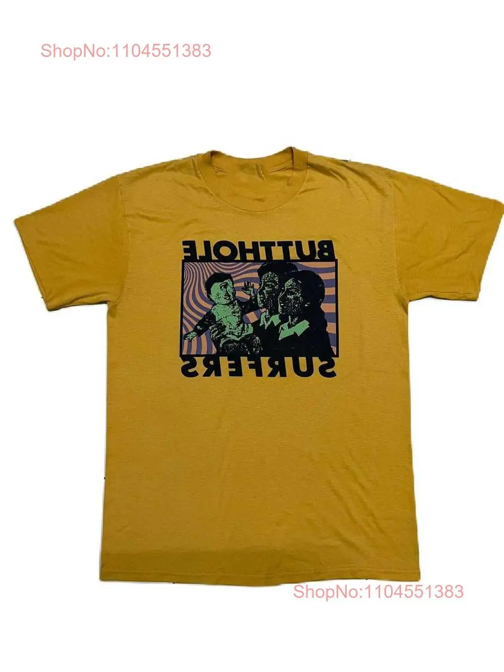 Vintage 90s Butthole Surfers Short Sleeve Yellow Full Size Gift Shirt AC2465