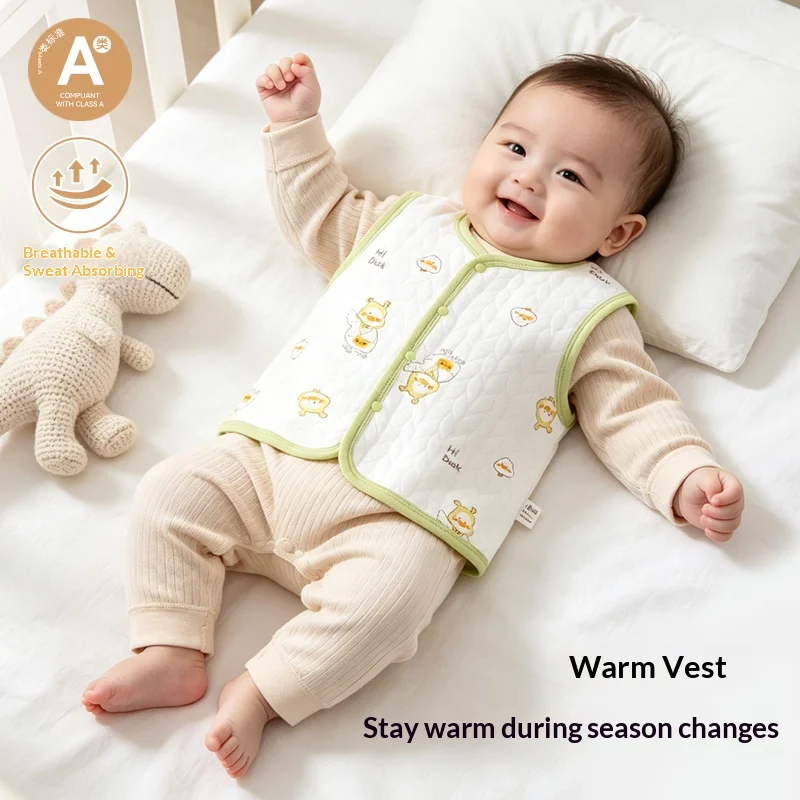 Baby Grade A Thin-Padded Waistcoat, Seamless Warm Belly-Guard Vest, Lightweight All-Season Layer for Newborns