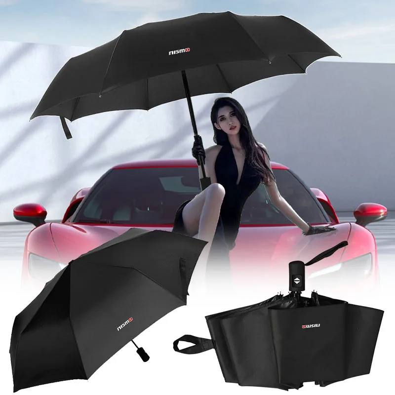 For Nissan Nismo GTR 370Z  Wheel Center Caps Tiida Windproof Rain Fully Automatic Compact 3 Folding Umbrella Car Goods Stickers