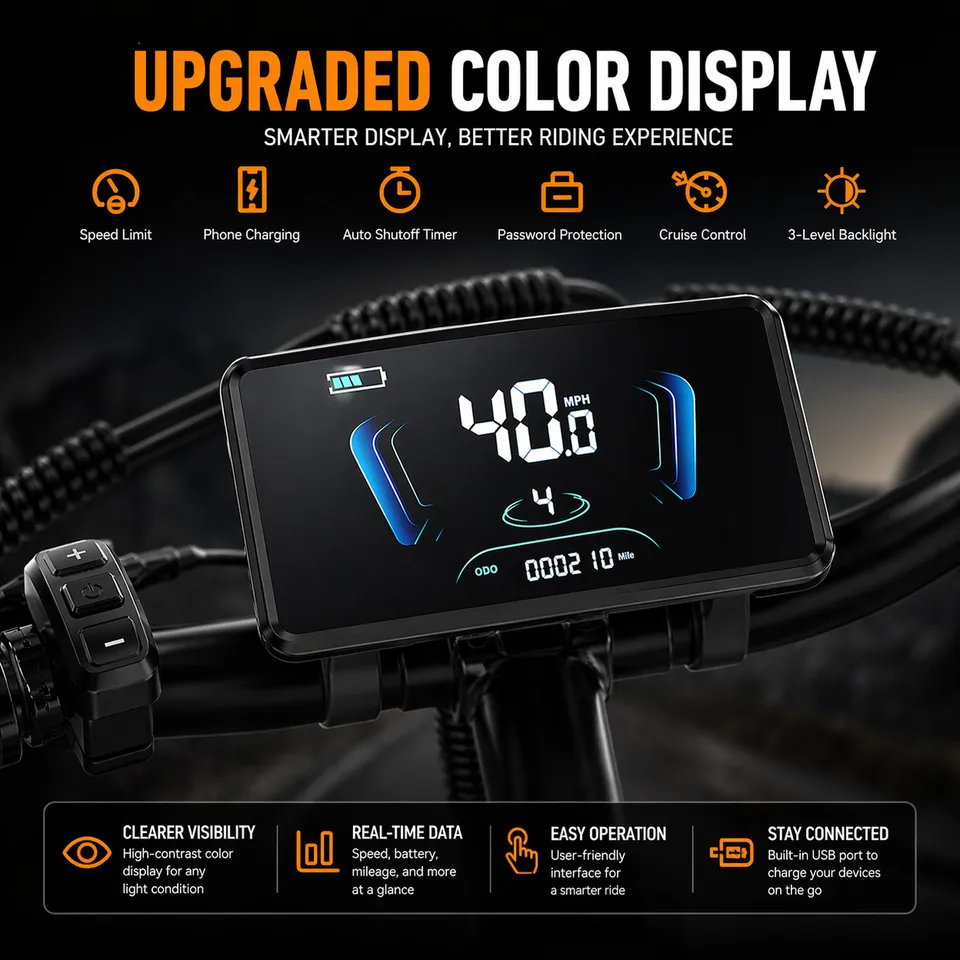 Electric Bike 52V 25Ah 5000W Dual Motors 24" Fat Tires Adult 45MPH 100 Miles AWD image 11