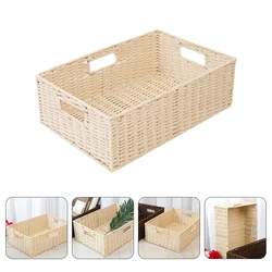 Basket Storage Woven Baskets Sundries Seagrass Organizer Wicker Table Home Hamper Hand Willow Holder Square Desktop Rattan Bin