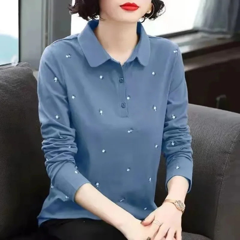 T-Shirt Brodé à la Mode pour Femme, Pull Décontracté, Assressentiavec Tout, Idéal pour le Bureau, Nouvelle Collection Automne 2022