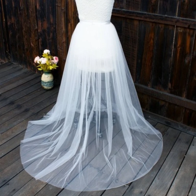 

Detachable skit lvory White Wedding Detachable skit Bridal Tulle Overskirt Train