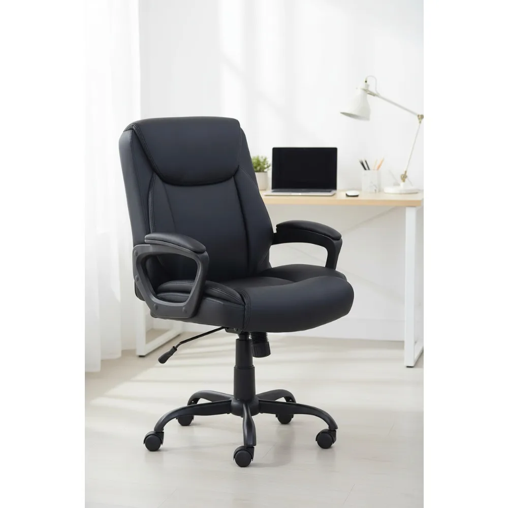 

Регулируемое офисное кресло с подлокотниками — эргономичное настольное кресло с мягкой подкладкой из полиуретана со средней спинкой для домашнего офиса и игр