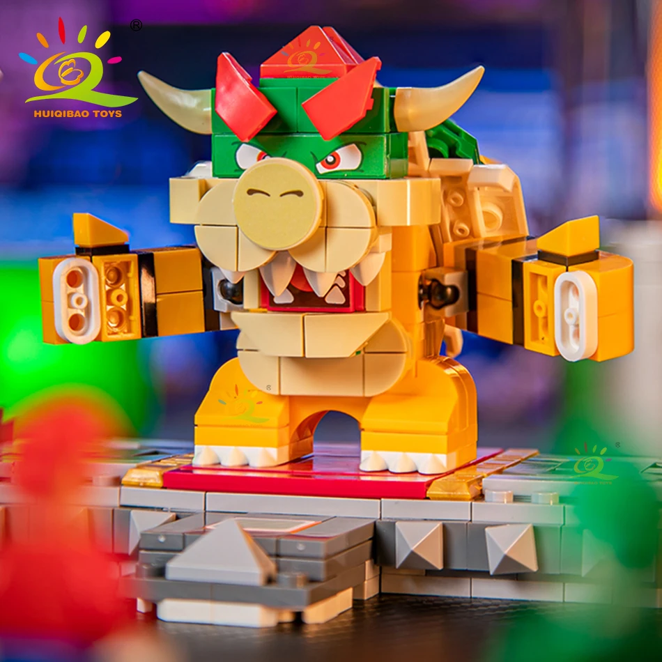 HUIQIBAO TOYS 491Pcs Boys DIY Japanese Games Cartoon Koopa With Combat Platform Building Blocks Bricks Toys  Children Adult Gift