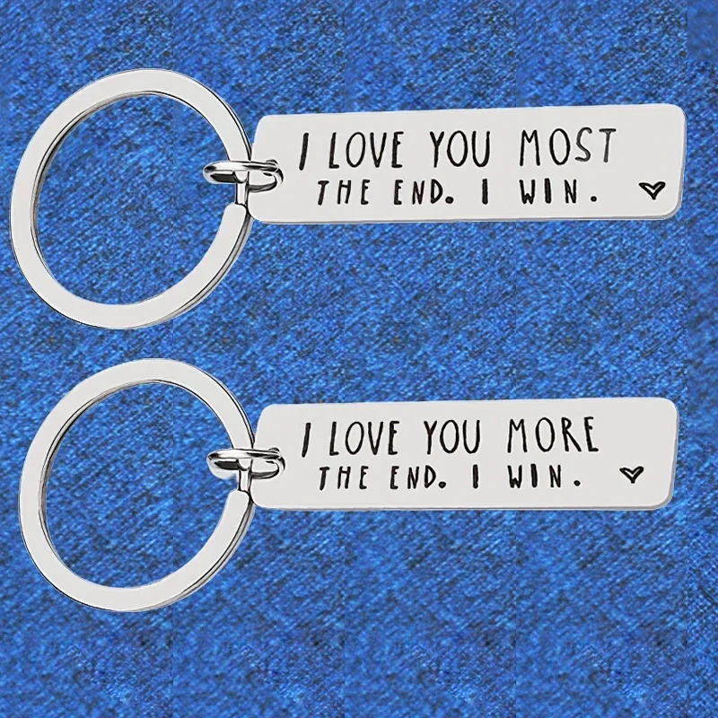 I Love You More The End I Win Couple Keychain Pendant Metal Valentine’s Day Key Chains Keyrings Gift BFF Girlfriend Boyfriend