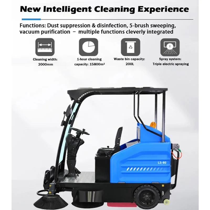 Semi Enclosed Cabin Ride-on Floor Sweeper Outdoor Pavement Cleaner  Parking Lot Road Cleaning Sweeping Vehicle(Customized)