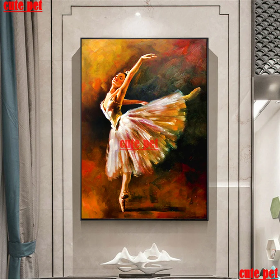 풀 드릴 다이아몬드 자수 발레 댄서 여성 다이아몬드 크로스 스티치 패션 다이아몬드 모자이크 패턴의 라인 석 장식