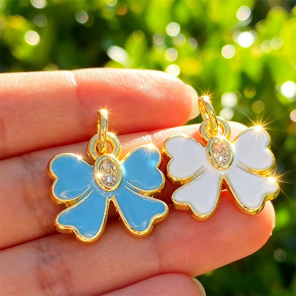 

5Pcs Pendants Gold Plated Enamel Flower Charms for DIY Jewelry Necklace Bracelet Making Floral Style Accessories for Daily Wear