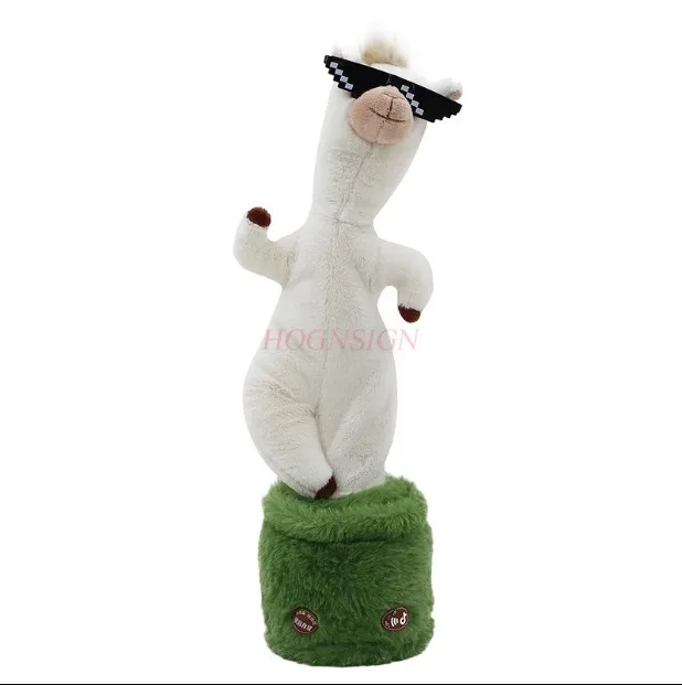 Funny alpaca singing and dancing dolls, children's gifts, learning to speak, plush toys, creative sound and light electric