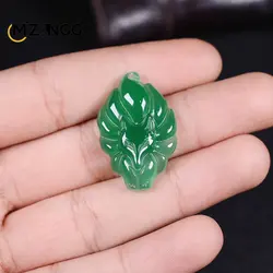 Agate Chalcedony Nine-tailed Fox Pendant Fashion Jewelry Gift Multi-colored Jade Lucky Amulet Women's Necklace