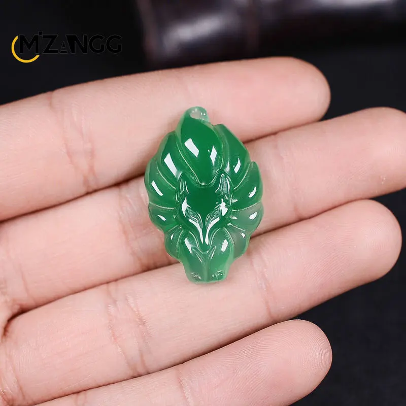 Agat chalcedon dziewięcioogoniasty Fox wisiorek modna biżuteria na prezent wielobarwne Jade Amulet na szczęście damski naszyjnik