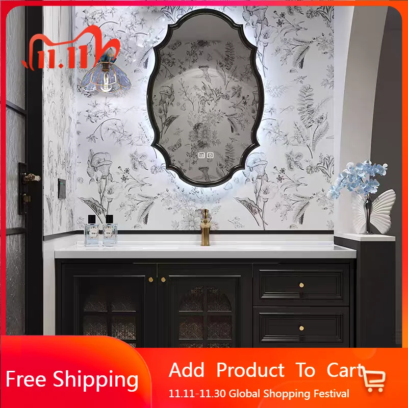 

French Light Luxury Cupboard Solid Wood Modern Toilet Space Saver Cupboard Decorations Gadgets Sink Archivadores Furniture