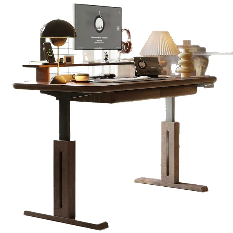 Bureau en bois massif de noyer noir, table d'ordinateur médiévale, table de calligraphie d'étude domestique, table de sport électronique