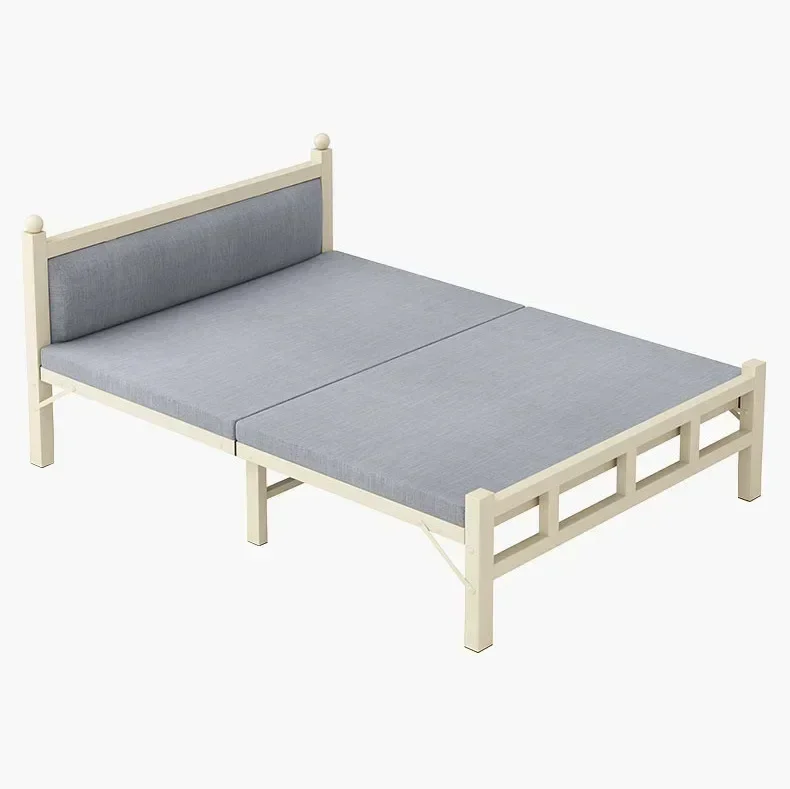 Folding Bed for Home Use, Simple Small Bed, Office Lunch Break, 1.2m Single Rental Room Adult Iron Bed