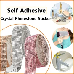 Self Adhesive Crystal Rhinestone Sticker Shiny Glass Diamond Ribbon Multipurpose DIY Car Phone Decoration Arts Crafts VIE LENTE