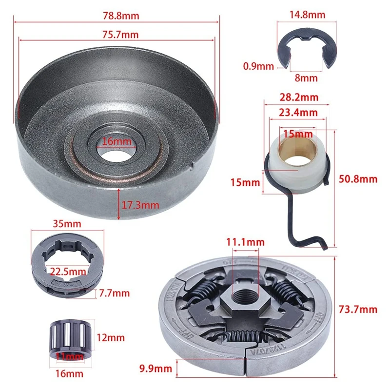 Chainsaw Clutch Drum Sprocket For Stihl MS361 MS440 MS461 MS460 044 046 Replacement Parts With Worm Gear E-Clip