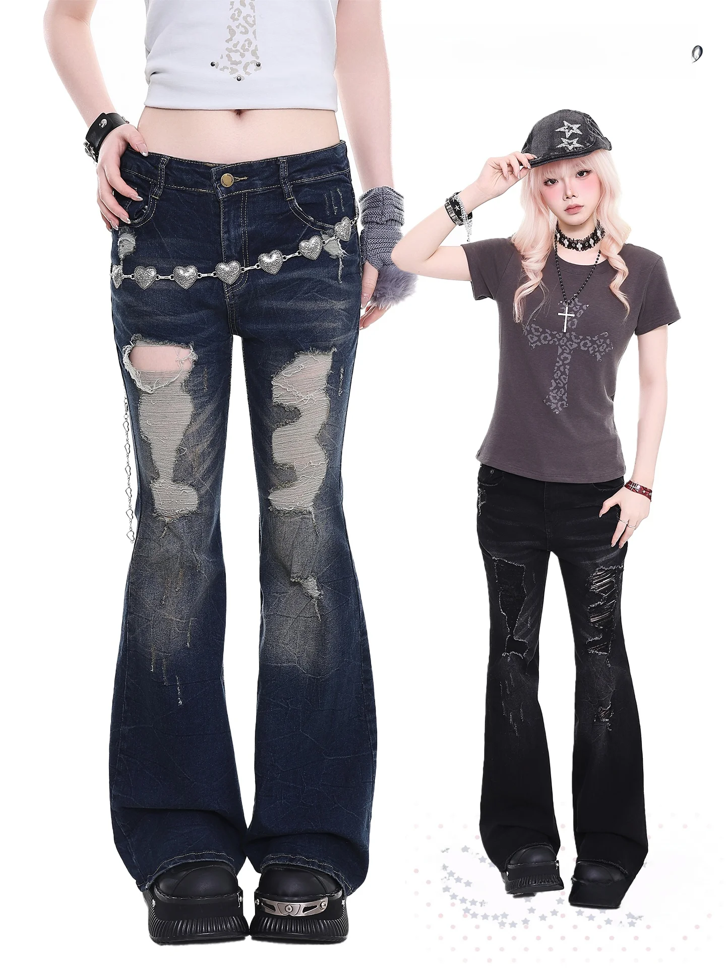 

Retro Orange Jelly Sauce Jeans Women's Slim Fit Bell Bot Dragging Pants Stand Version Non Stretch Denim Spring Season